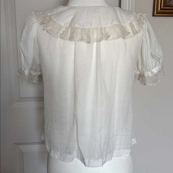 DÔEN flute blouse XXS Salt  Women's Elegant White Ruffle Blouse - Picture 7 of 9